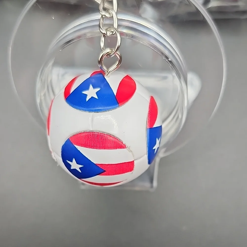 Puerto Rican Flag Soccer Ball Keychain